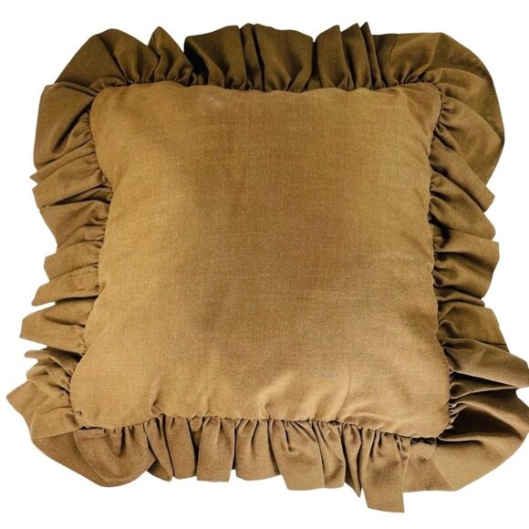 Holly Hobbie Quilt Pillow Finished Cross Stitch Handmade Ruffle Eyelet 14 in u - Picture 4 of 4